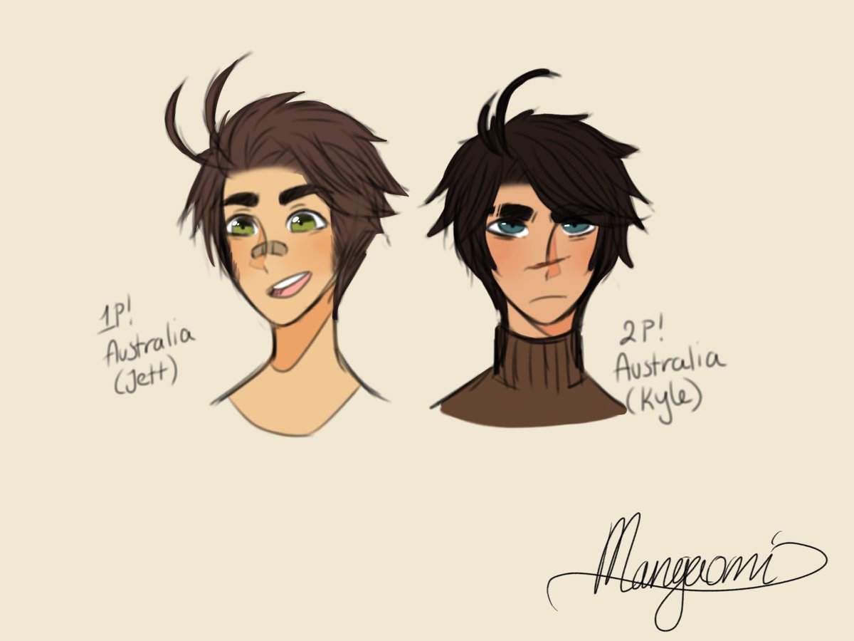 muuki On Twitter Coloured Sketch Of 1p And 2p Australia Hetalia Aph Deviantart