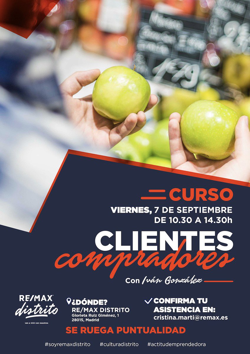 noow_distrito's tweet photo. Empezamos #Septiembre con un curso dedicado al Cliente Comprador impartido por @ivangonzalezag
#REMAXDistrito #formacion #emprendedores #SectorInmobiliario #Madrid #soyremaxdistrito #actitudemprendedora #venavivirconnosotros https://t.co/lZS7MPLt6w