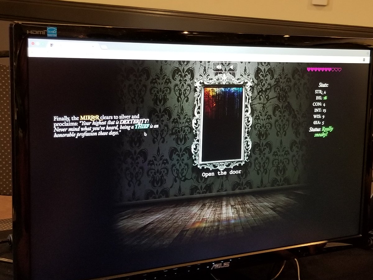 saoigames's tweet photo. The Mirror by https://t.co/oUjd7pXMFw @mercurialglass
Text Based story game that I am really looking forward to playing.
Learn more at https://t.co/WyWHrtl5Hf
an #indiegames seen at @sixatpax / #SIX2018 #PaxWest2018 https://t.co/h8TGQT0tKx