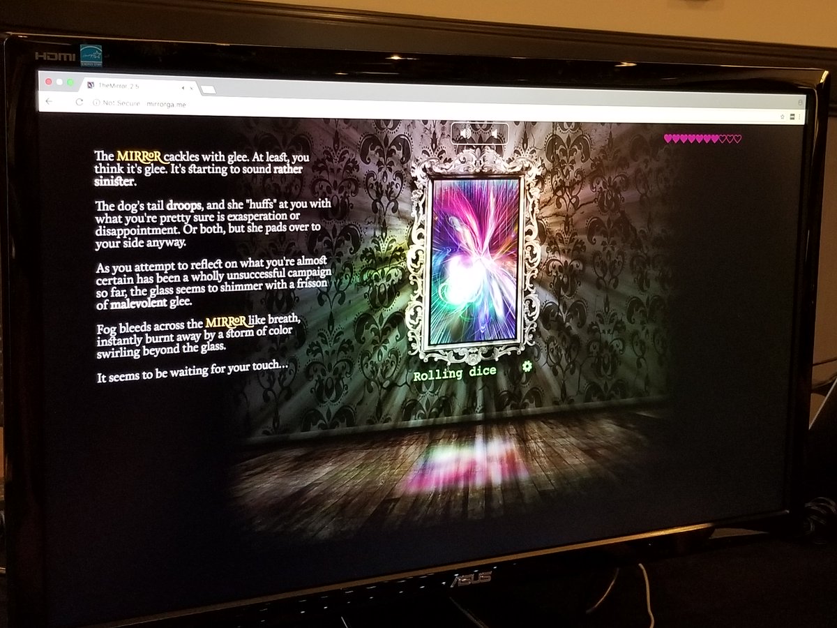 saoigames's tweet photo. The Mirror by https://t.co/oUjd7pXMFw @mercurialglass
Text Based story game that I am really looking forward to playing.
Learn more at https://t.co/WyWHrtl5Hf
an #indiegames seen at @sixatpax / #SIX2018 #PaxWest2018 https://t.co/h8TGQT0tKx
