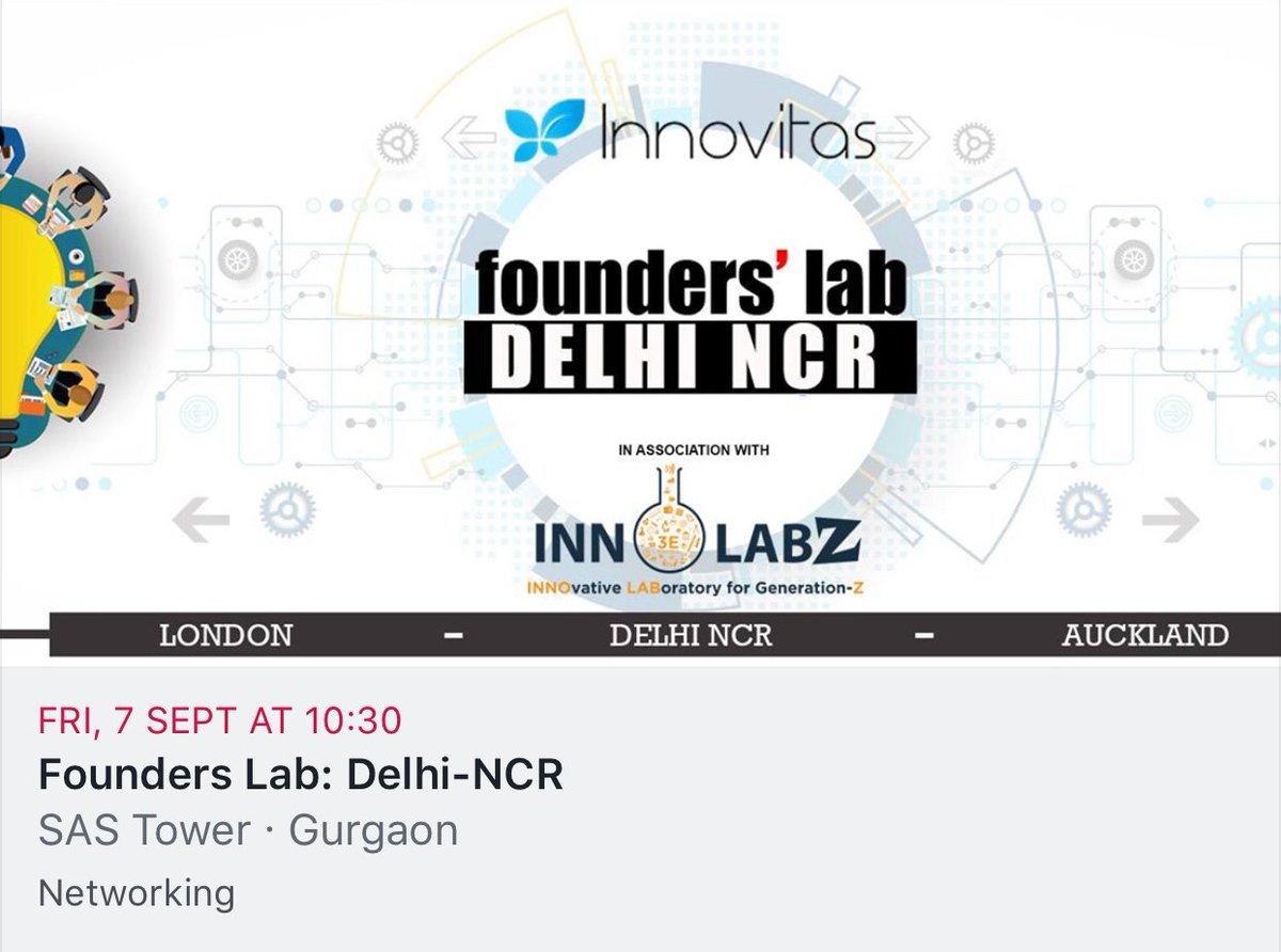 #EventAlert
@InnovitasCo in association with @innolabz presents 'FOUNDERS LAB' in Delhi-NCR (India). Guest of Honour: ILARIA VILKELIS and her son ROBERT VILKELIS.
Venue: #GoHive, SAS Tower, Gurgaon
#CoworkingSpace #FoundersEvent #CoworkingEvent #CoworkingGurgon #startupevent