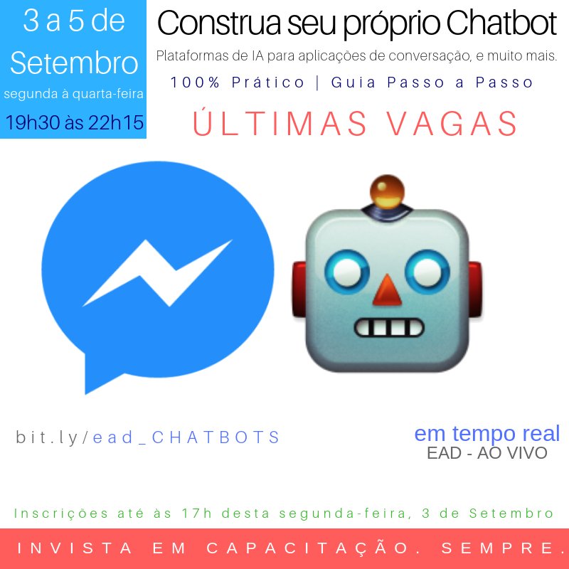 code_squad's tweet image. É hoje, ainda dá tempo de participar!
temporealeventos.com.br/curso-chat-bot…
#chatbot #bot #ia