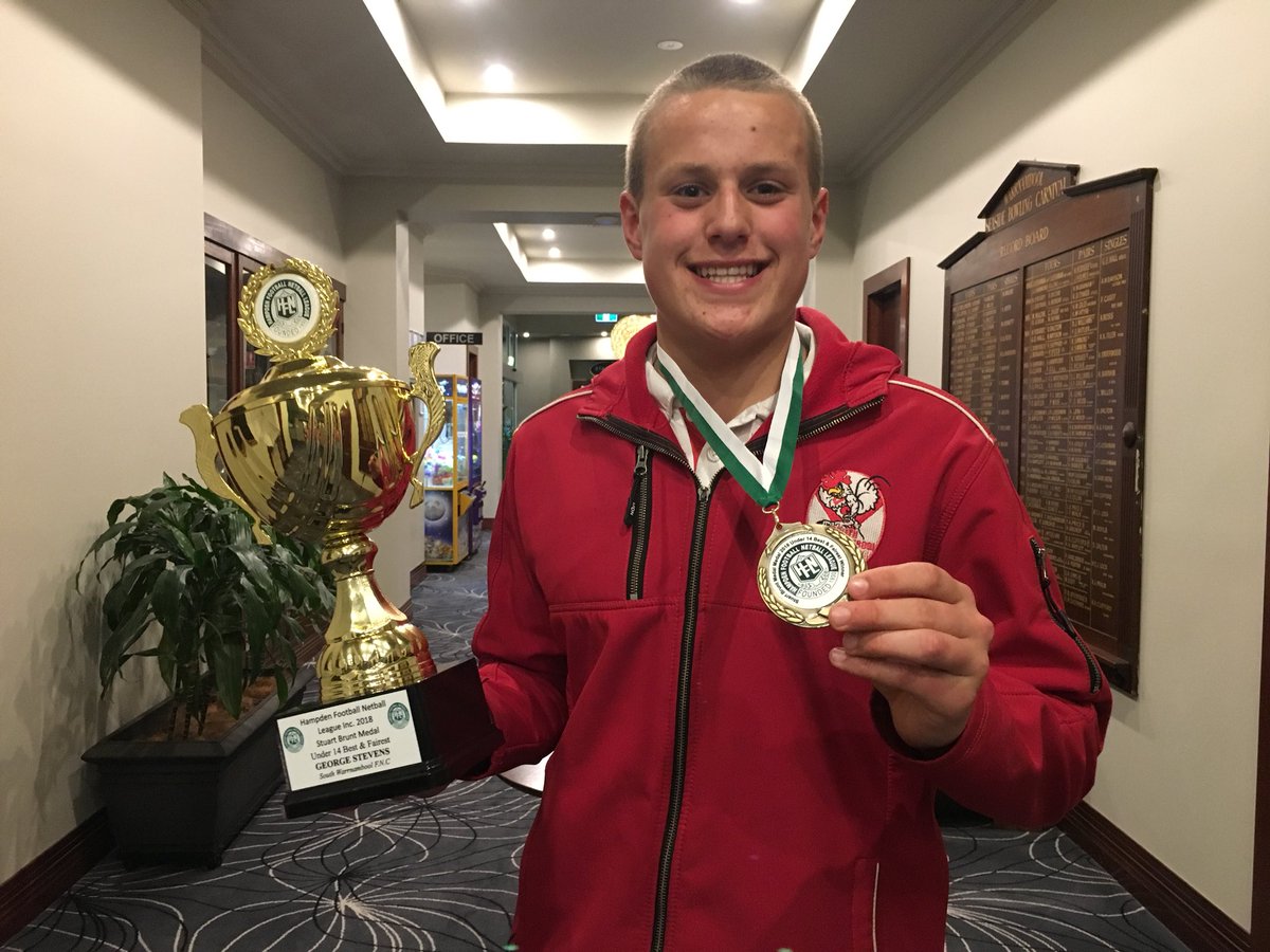 .<a href="/SWRoosters/">South Warrnambool</a>’ George Stevens wins the Hampden 14 and under B&amp;F with 24 votes. <a href="/WboolStandard/">The Standard</a>