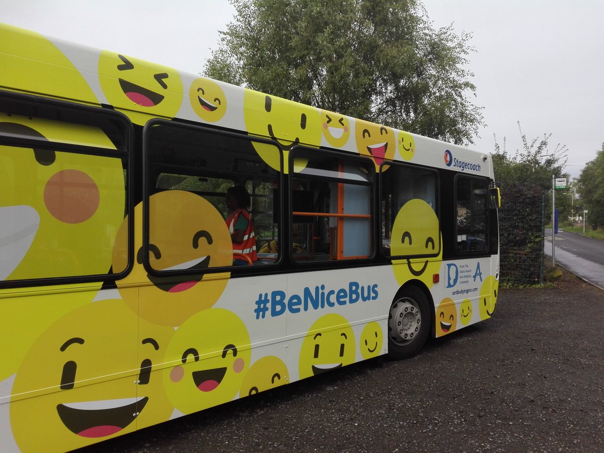 BeNiceBusDriver's tweet photo. The #BeNiceBus has spent the morning at Ruthvenfield Primary School, continuing on its UK Tour Providing Anti Cyber Bullying Workshops.@Stagecoach_West @AntiBullyingPro @DianaAward @stagecoachgroup @StagecoachEScot https://t.co/fC1vQtx6sg
