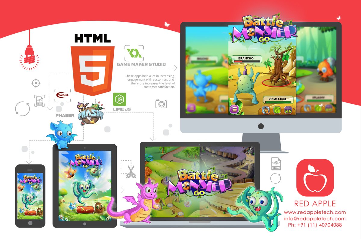 RedAppleTech's tweet image. 5 Key Points to Choose #HTML5 #Game Development. Know more: bit.ly/2KcteLU
#HTML5GameDevelopment #HireHTML5Developer #RedAppleTech