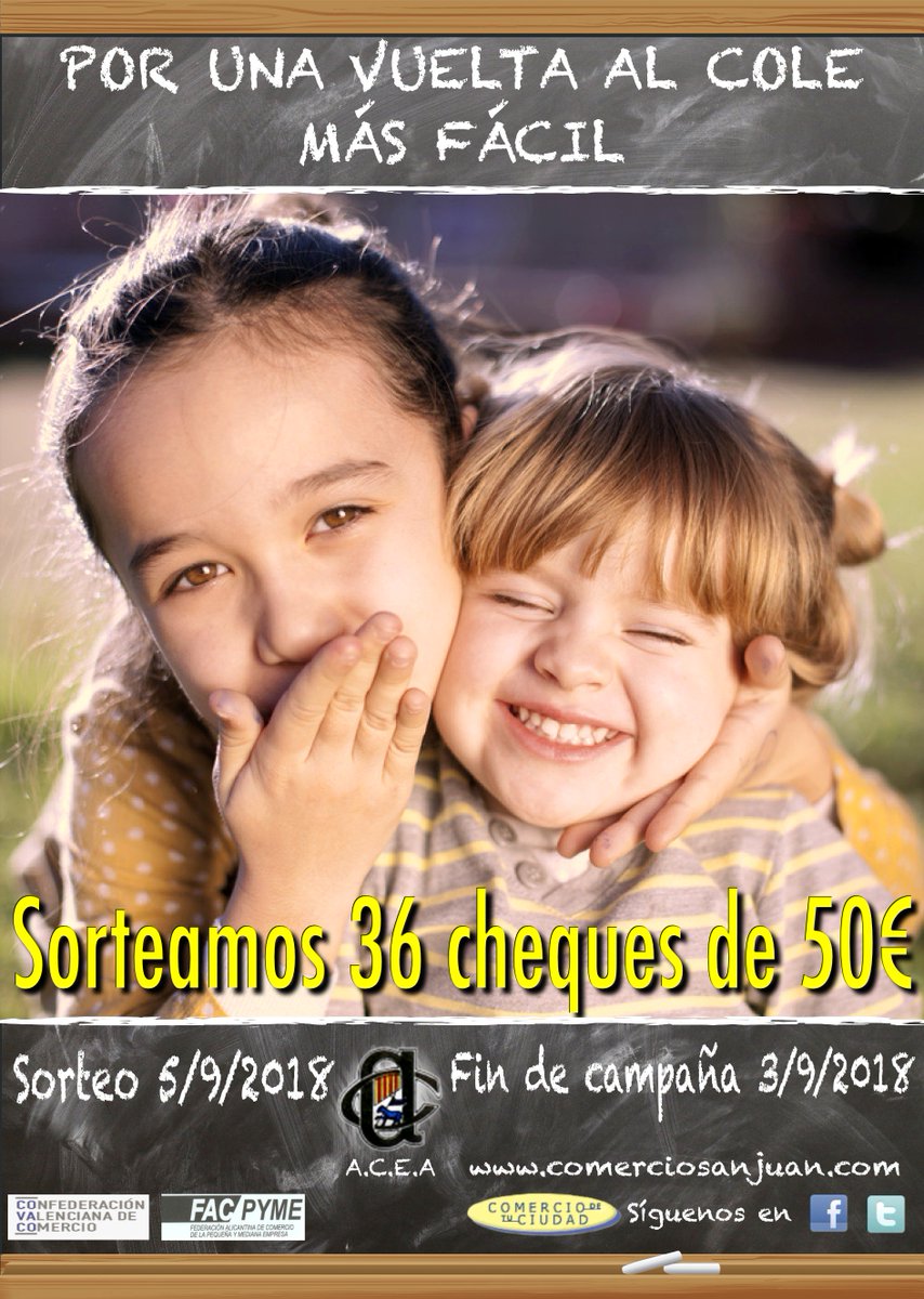 ComercioSanJuan's tweet photo. Empezamos el mes sorteando 1800€. 
El miércoles sorteamos 36 cheques de 50€ para ayudar en la #Vueltaalcole. 
En #Santjoandalacant por el #ComercioSanJuan https://t.co/5eIz44uBji