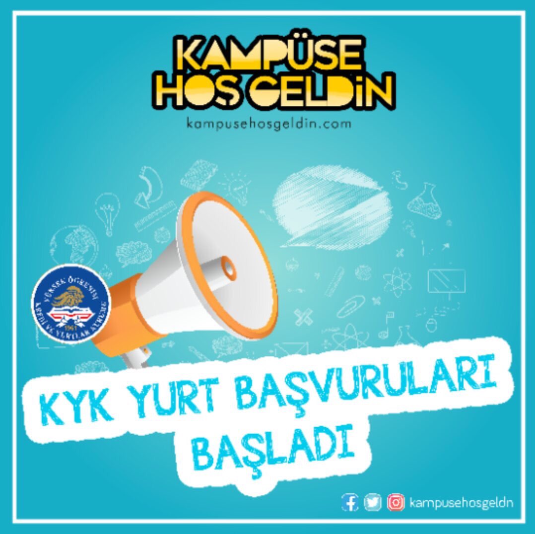 Kıymetli Üniversiteli kardeşlerim, KYK yurt başvuruları başladı.
Başvurularınızı e-Devlet üzerinden yapabilirsiniz.
Ayrıca kazandığınız şehirdeki yurtlar hakkında bilgi almak için kampusehosgeldin.com adresini ziyaret edebilirsiniz.
#KampüseHoşGeldin 🏠