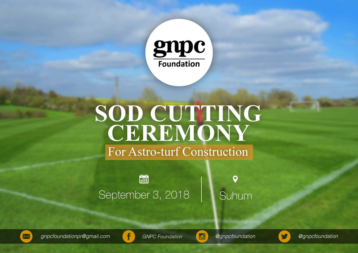 GNPCFoundation's tweet photo. We’re in the Eastern Region of Ghana  and our mission is to cut sod for the commencement of work on an ultramodern astroturf facility for the Suhum community. 

Stay with us for highlights of the short ceremony. 

#Sports #Infrastructure #Development #ImpactingLives https://t.co/Qdsu7JPONm