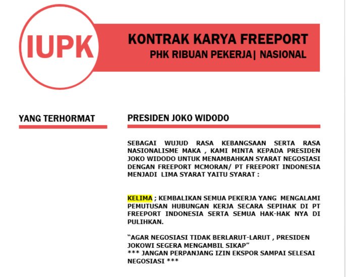 saya sangat yakin Bapak Presiden <a href="/jokowi/">Joko Widodo</a> <a href="/JKW4RepIndo/">Jokowi Presidenku</a> orang, org sangat peduli rakyat kecil, namun di kelilingi oleh org2 Jahat,  sehingga informasi tentang Penderitaan kami Pekerja MOKER PTFI yg sdg memasuki bulan ke 16 tdk sampai ke telingga Bapak...(Korbanya ada 8300 Pekerja).