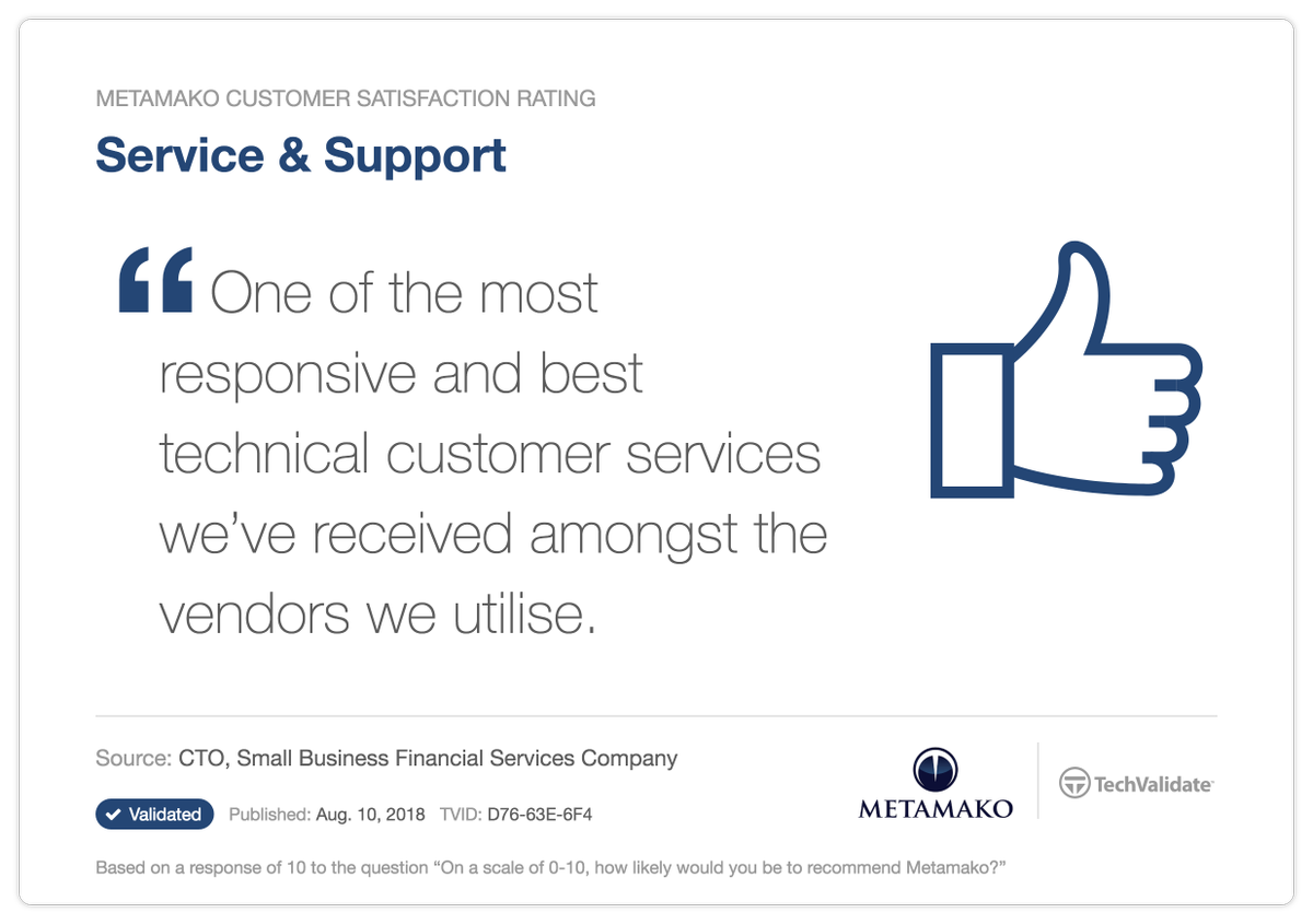 MetamakoLP's tweet photo. Back-to-School with some lovely customer feedback on the Metamako 'Service &amp; Technical Support'. Thanks team and keep it up. #customersurvey #support #loveyourclients #listentocustomers https://t.co/keMkSiOxN3