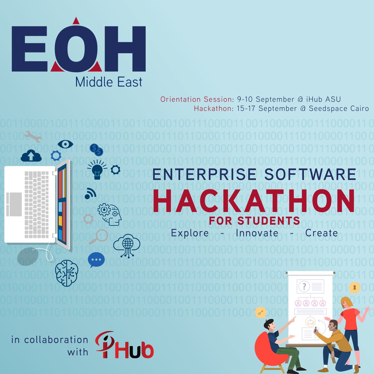 EOHMiddleEast's tweet photo. Announcing EOH Middle East's ERP Hackathon from 15-17 September, in collaboration with iHub Ain Shams Uni.!
Join the 72-hour challenge to become the next innovative genius in the field and be mentored by the market's most experienced consultants

#Tech #Hackathon #Egypt #ERP https://t.co/EHvmLuIWM1
