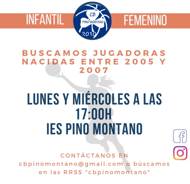 CBPinoMontano's tweet photo. Chicas quedan poquitas plazas! Animaos! 💪🏼🏀💙 https://t.co/v3k3z3gITQ