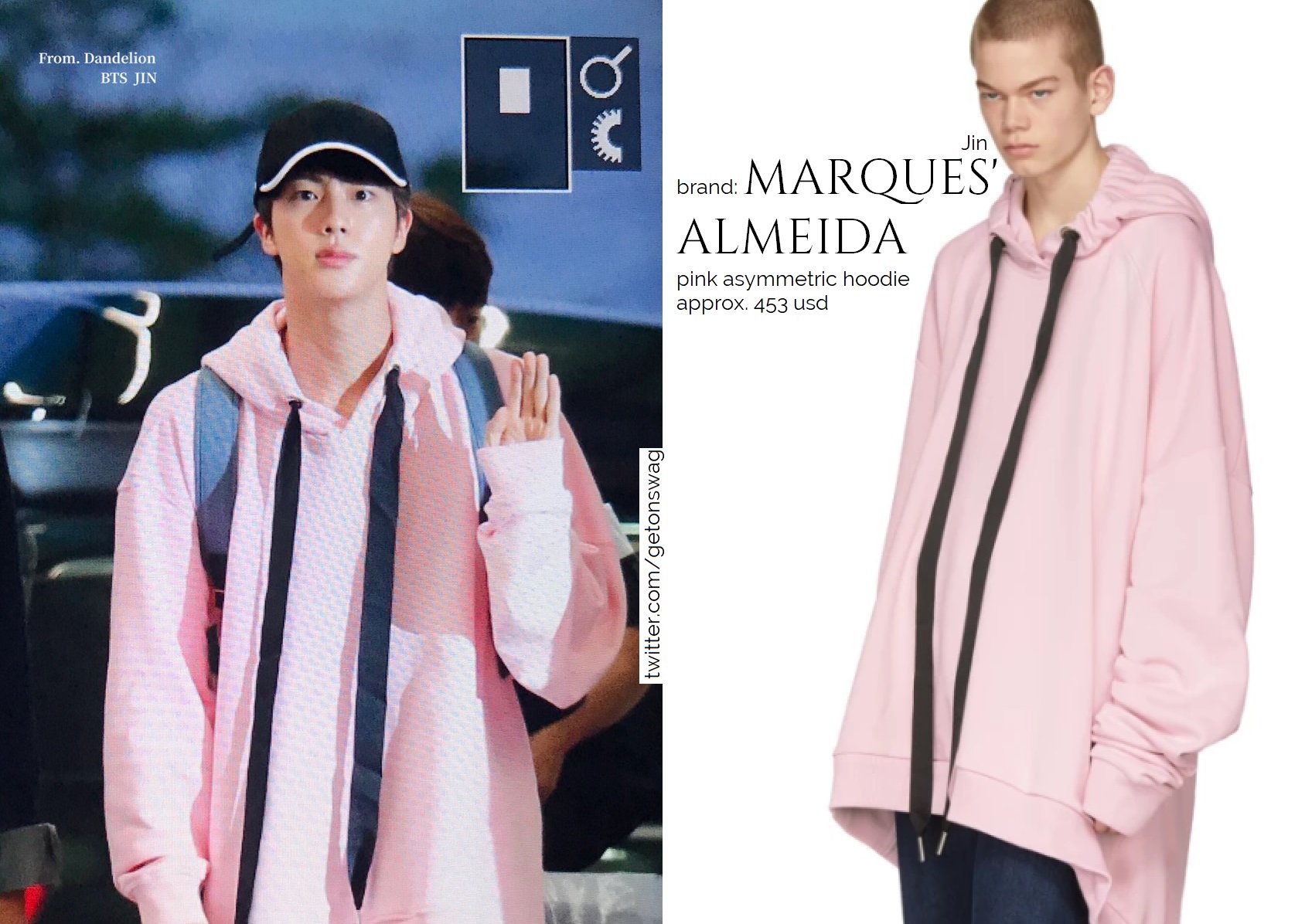 Jin pink hoodie sale
