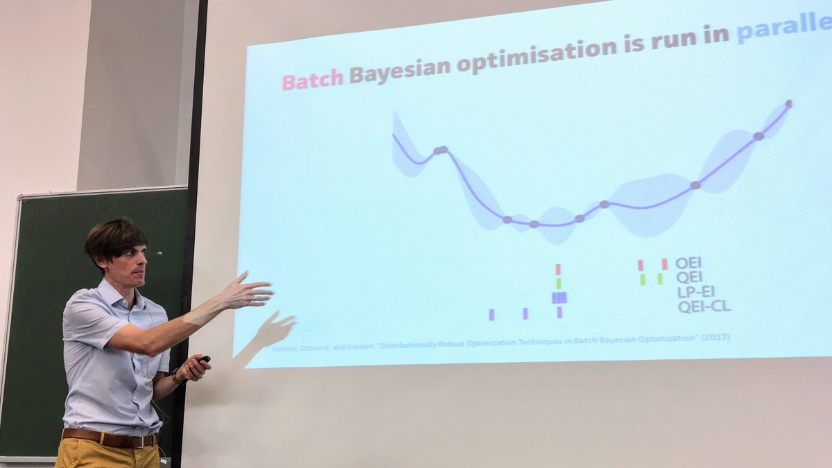 A great introduction to #ProbabilisticNumerics & #BayesianOptimisation by @maosbot at #MLSS2018. “Hyperparameters should be marginalised, not optimised”.