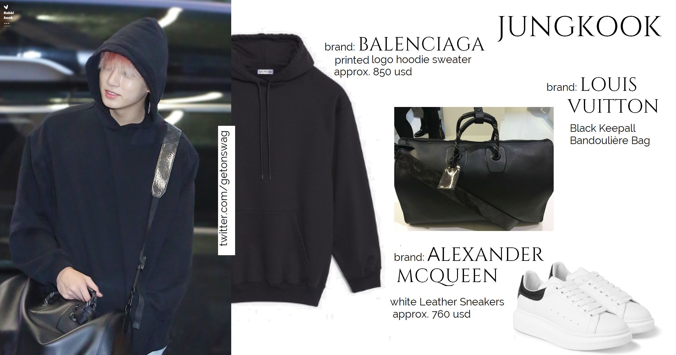 Beyond The Style ✼ Alex ✼ on X: JUNGKOOK #BTS 180903 airport #JUNGKOOK #정국  #방탄소년단 LOUIS VUITTON Black Keepall Bandoulière Bag bd gift 🎁 from #Jimin   / X
