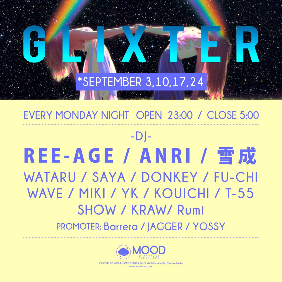 fuchio3's tweet photo. 今夜は23時から、
GLIXTER at MOOD!
HIPHOP. R&B PARTY♫
楽しみましょう!
お待ちしております(^_^)
#moodnightclub #osaka #nightclub #glixter #glister #hiphop #rnb #party #enjoy #namba #shinsaibashi #アメ村 #dj https://t.co/LjHmHUrCpC