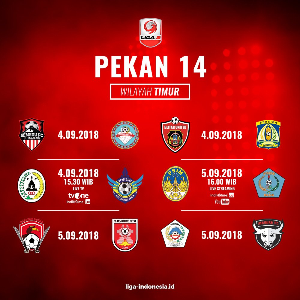 Jadwal Pekan ke-14 Wilayah Timur