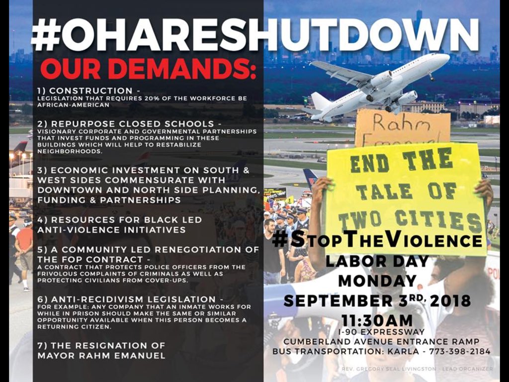 DonRDeCicco's tweet photo. @Dakarai_Turner @fly2ohare @Chicago_Police @ILStatePolice None of the #ohareshutdown demands address gun violence. https://t.co/6rDGpLCfIq