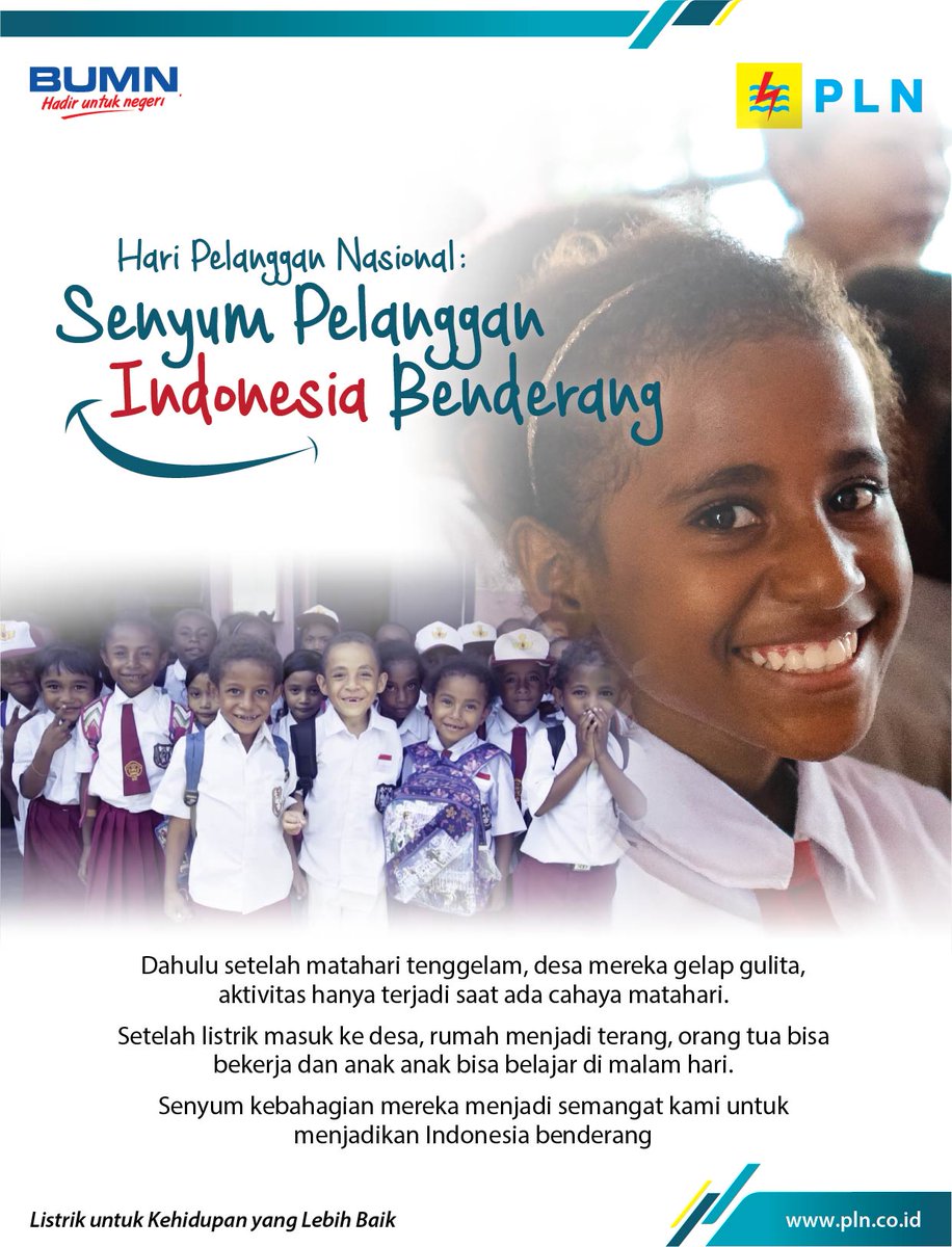 pln_123's tweet photo. Selamat hari Pelanggan Nasional, melayani sepenuh hati untuk senyum pelanggan Indonesia benderang.
#haripelanggannasional #hpn2018 #hpnpln2018 #senyumpelangganindonesiabenderang #pln123 https://t.co/yVHOTDyo3F