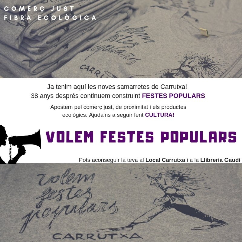 carrutxa_reus's tweet photo. La samarreta reprodueix la imatge amb que a començaments dels vuitanta, reivindicàvem la festa. I la cultura popular i la memòria històrica... i continuem https://t.co/yKfOqUKRfr