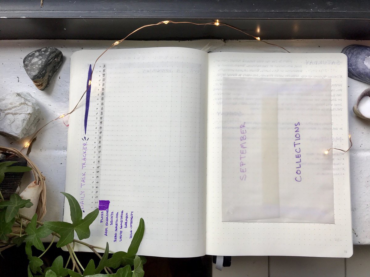 the7AMfox's tweet photo. September #bulletjournal ! This month’s colors are purple and gray. Added an expense tracker because I really need to stop spending so much money. :x https://t.co/wxIJrxsJuu
