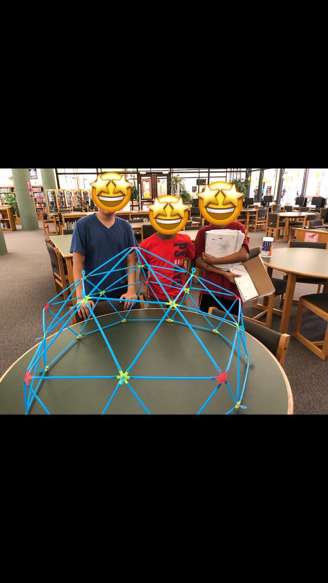 librarianfitz's tweet photo. So proud of these kids for coming in and working on their dome! It took them a few days to make but wow! Look how awesome it is! #makerspace #sartartiastrong #worldclasslearners #jagsread #strawbees https://t.co/rvrVH4C2yQ