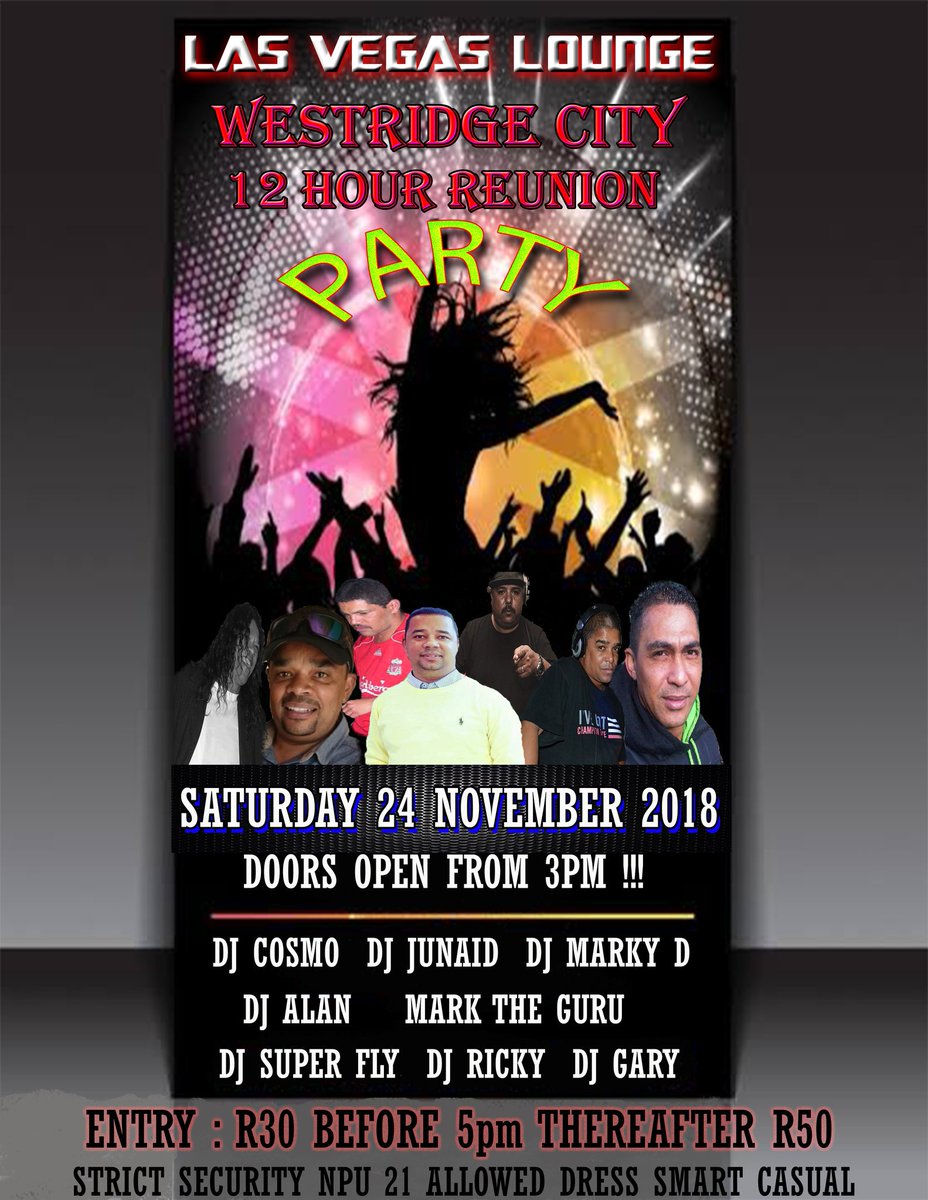 DjRicky25's tweet photo. if you remember back in the days Westridge City then this 12 Hour Party is surely for you as Luigi De Klerk will be Mc on the night with Dj's that's going to rock for 12 Hours and the lights and sound to keep you moving so make sure to save the date as the poster says it all. https://t.co/bicqlQFsVs