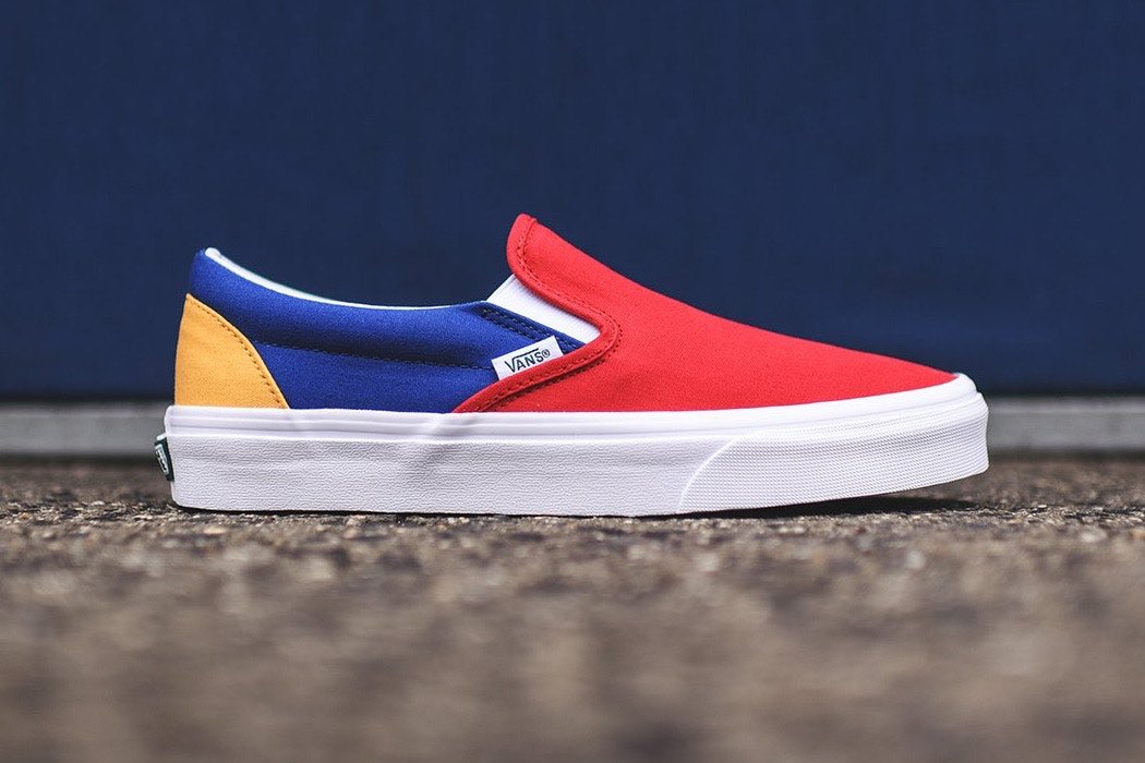 primary color vans slip on