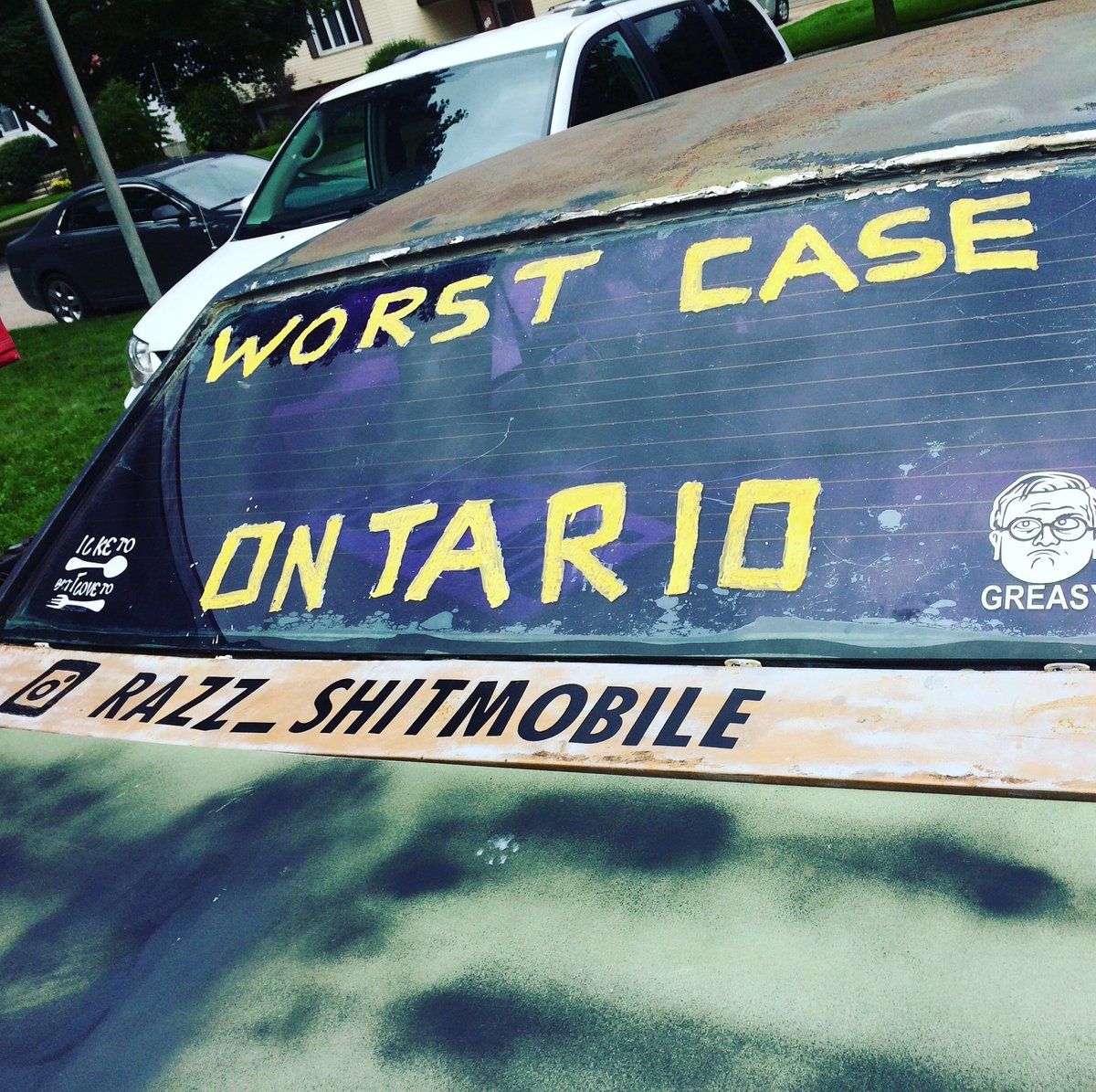TheRazz221's tweet photo. She's back and shittier than ever #shitmobile @SWEARNET @trailerparkboys #roadlegal #LabourDay2018 https://t.co/UnKgto1evh