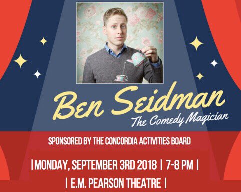 CSPCAB's tweet photo. Come to our event tonight! We are hosting comedy magician Ben Seidman at 7 in the Pearson Theatre! #KeepUpWithCAB #BeGolden π©β¨ https://t.co/2ze3ECxsCe