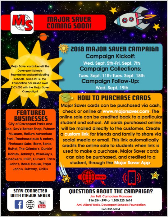 Major Saver sales will begin soon!