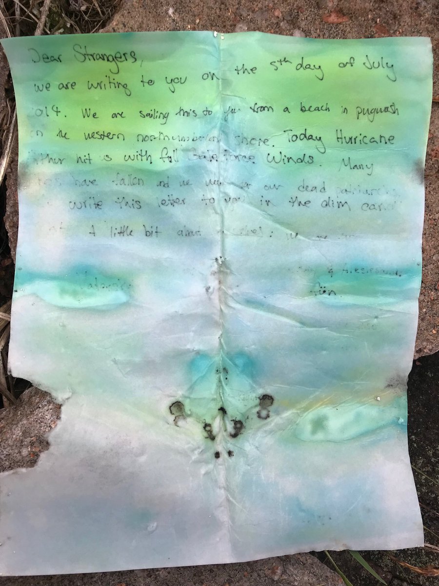 Jeinean's tweet photo. Found this letter in a bottle at English Point, Labrador. Written July 5th, 2014. Please retweet so we can find out who sent it. #letterinabottle https://t.co/PsmqmuMmNf