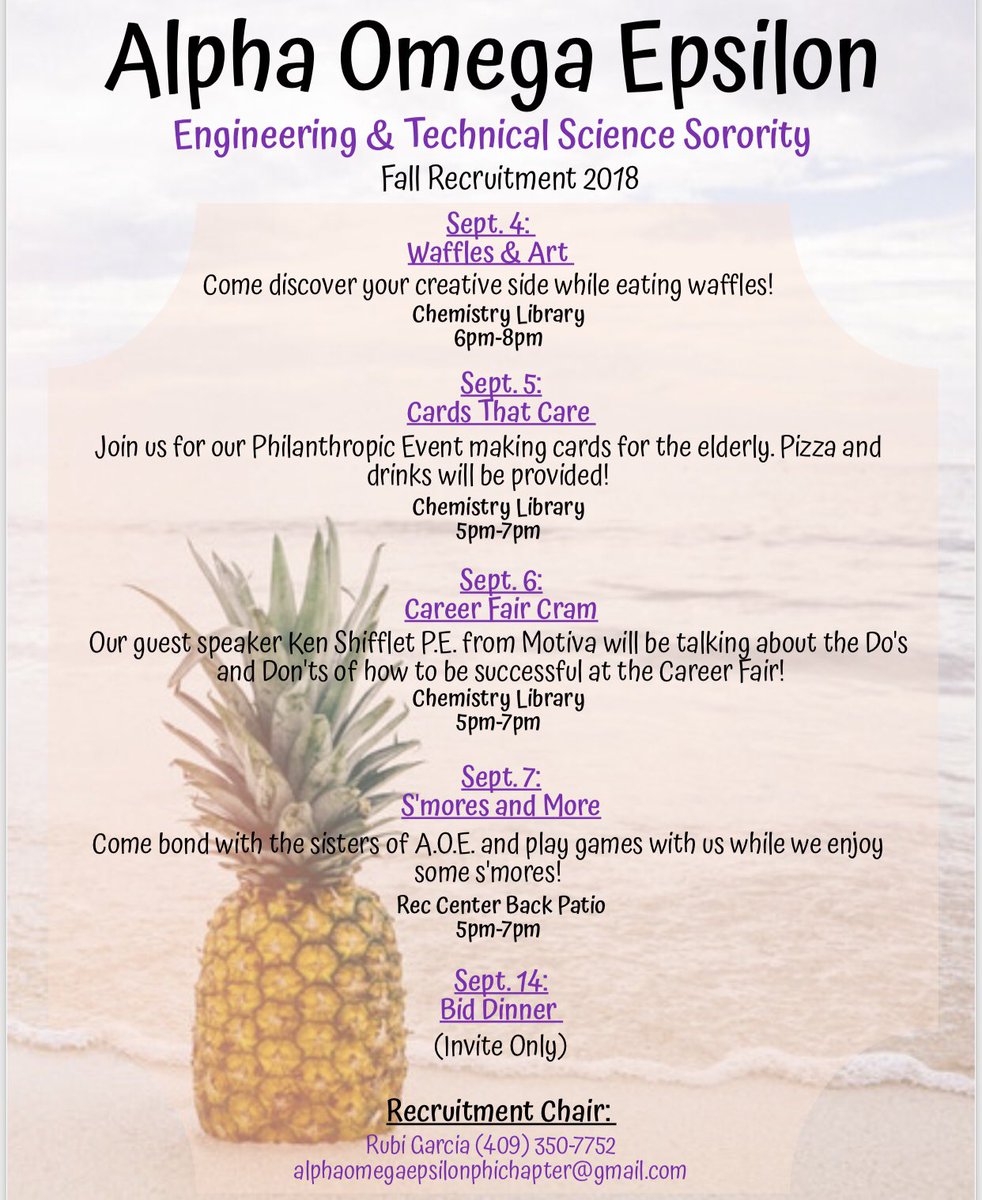 AomegaE_Lamar's tweet photo. DON’T FORGET RECRUITMENT STARTS TOMORROW! If you’re interested in supporting women in stem, come out! Learn about the sorority as a whole and get to know all of the sisters! You won’t want to miss it 🎉 #lamar22 #lu22 #gogreek #alphaomegaepsilon https://t.co/VXVvCOitEu