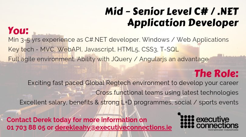 Exec_Connection's tweet image. Start as you mean to go on! An exciting role in a fast-paced Regtech environment has just become available. Contact @derekaleahy for more information Today! #regtech #appdevelopper #IT #technology #agile