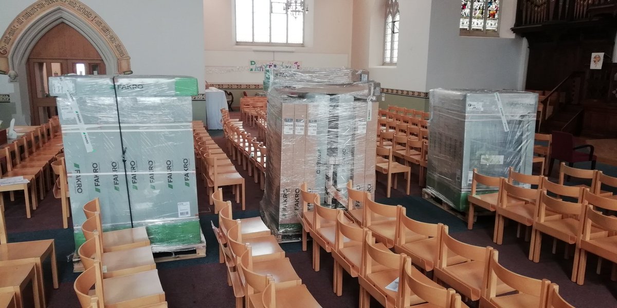 strawvic's tweet photo. 17 Roof Windows arrived thanks to a great deal from Fakro with help from Condel's. https://t.co/n7OcO9Hbfa