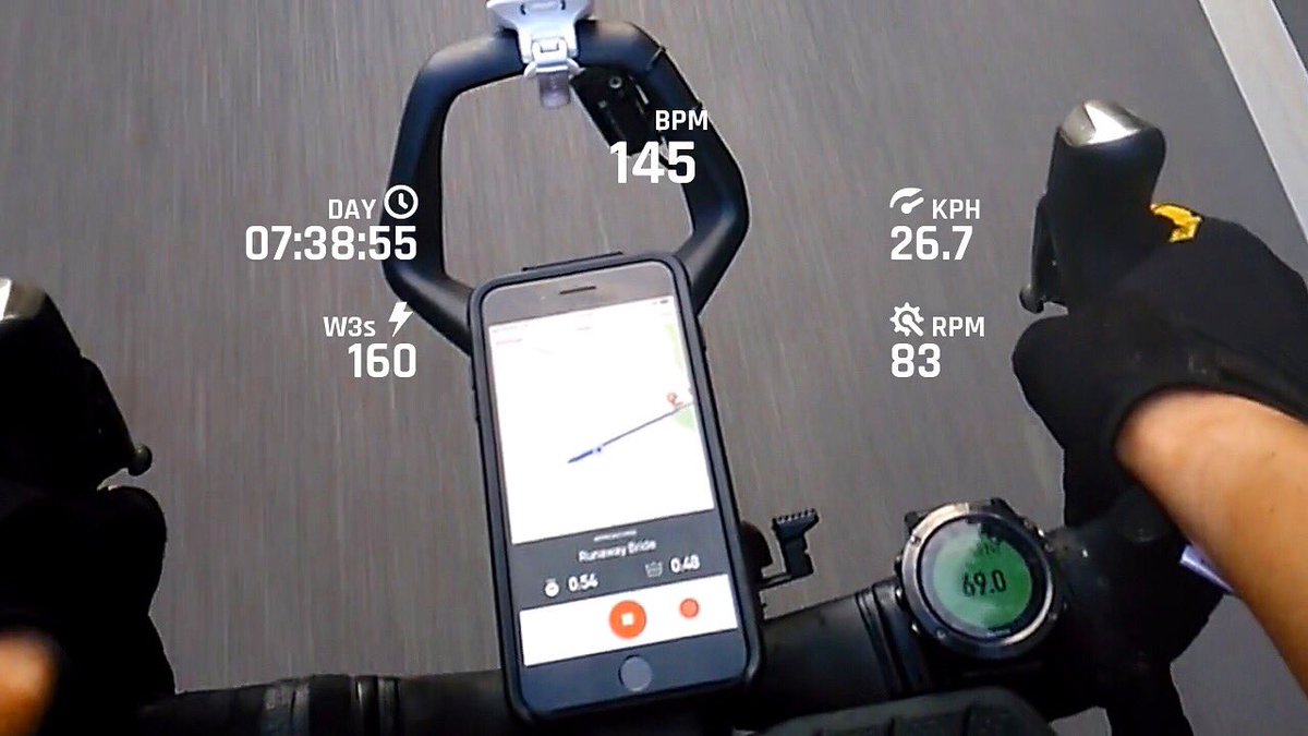 #Cycling in the #InformationAge. My #dashboard check before #Strava #KOM attempt. #EverysightRaptor #HUD, #HumonHex muscle oxygen level and #LiveSegments. #TooMuchInformation #headsupdisplay #cycleporn #criterium #bikerace #cycleporn #maximumperformance
