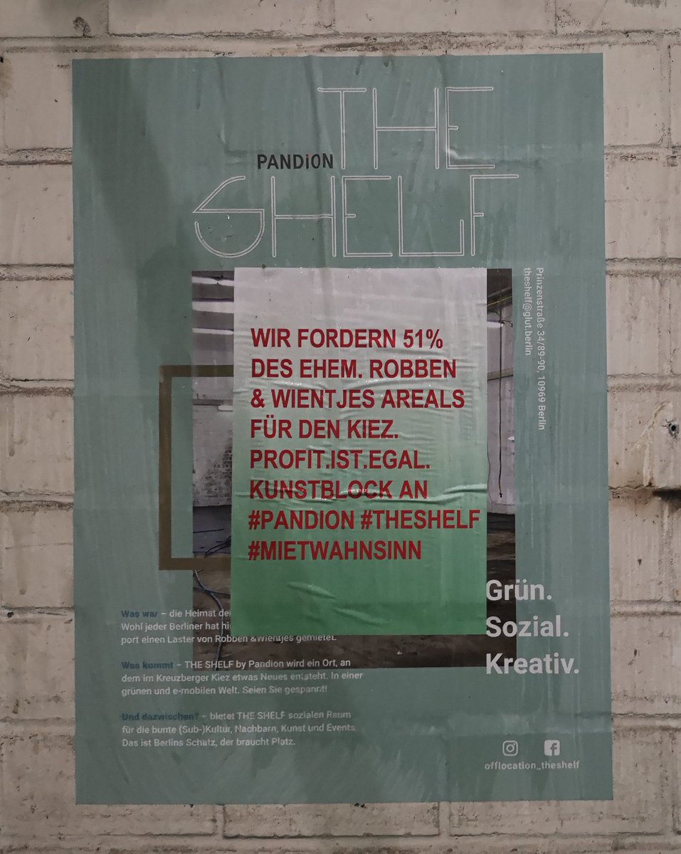KunstblockB's tweet photo. @pandionAg @offlocation_theshelf @glutberlin
 Nice Job Undoing Protest! Congrats to #PandionAg 
 #Kreuzberg #Mietenwahnsinn #Niemals #Kunstblock https://t.co/yqxgaf7PeG