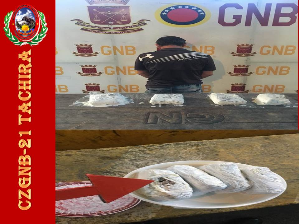FANB #GNB Consolidando la lucha contra el narcotráfico,efectivos del PAC La Pedrera del <a href="/GNB_TachiraD215/">Destacamento 215 Tachira</a> lograron incautar 1,885 Kg de presunta marihuana, tras la detención de 1 Cddno. quien pretendían ingresar droga desde Colombia a nuestro país.<a href="/GNBoficial/">GNB FANB</a> @LopezVargasR