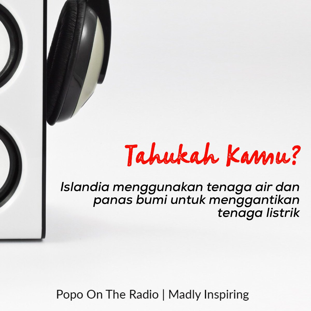 Islandia emang keren deh! Selain alamnya yang kece, Islandia merupakan negara pelopor energi geotermal dan menjadi satu-satunya negara di dunia yang 100% listriknya terbarukan. Mereka mengolah energi panas bumi buat gantiin energi listrik. Wah!

#POTR #GaraGaraPopo