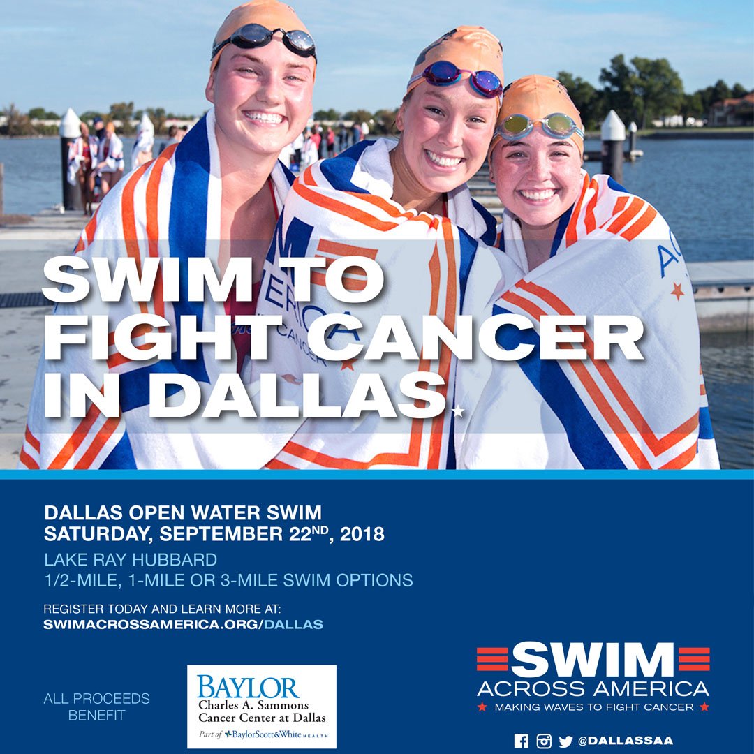 DallasSAA's tweet photo. Swim and fight cancer on 9/22!  We have hometown hero @danavollmer joining us!  Come out for an empowering and uplifting morning and swim alongside this 7-medal hometown hero! It's a great way to honor a loved one fighting cancer! https://t.co/PdBwUPkU9N https://t.co/qaiGgTI0Dd