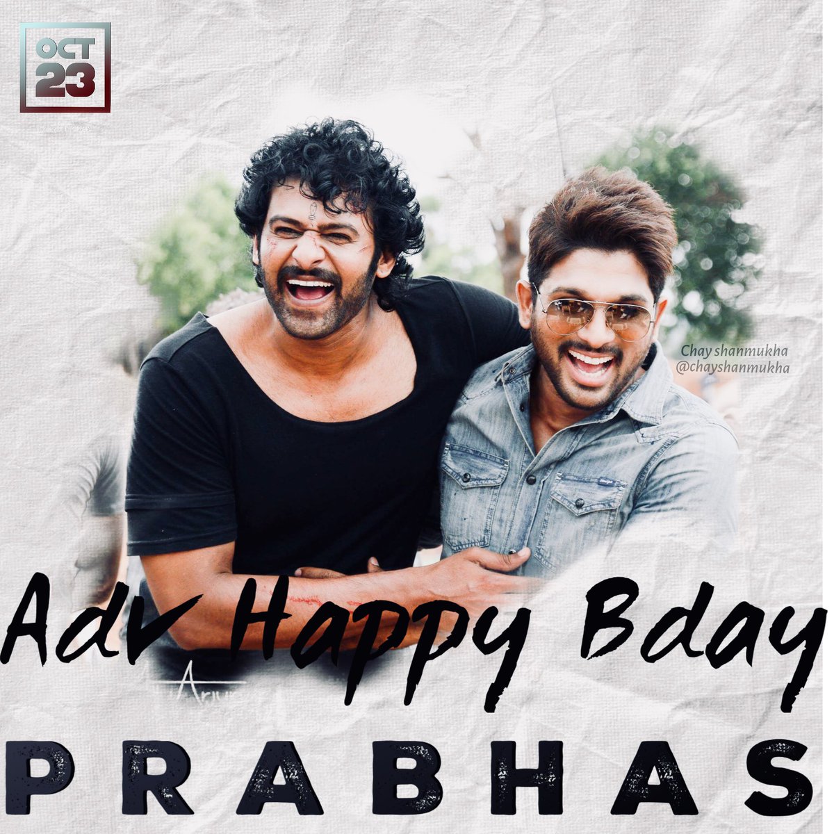 chayshanmukha's tweet photo. Happy birthday darling in advance from our bunny fans 
•golden hearted
•DOWN TO EARTH 
A small edit from mee #50DaysToREBELSTARBDay
#prabhs #ALLUARJUN https://t.co/nw6RaLmieC