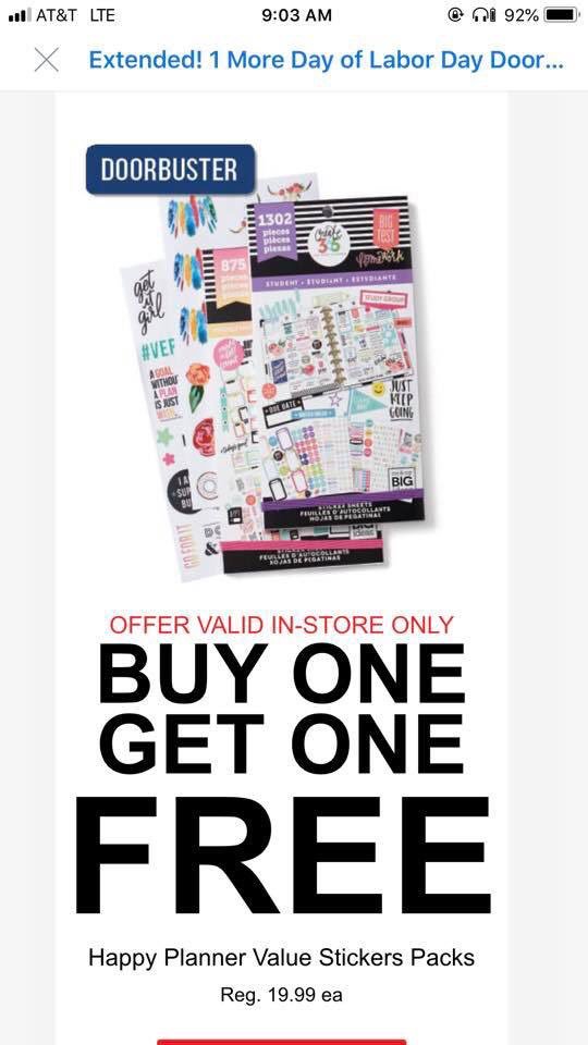 Plannerize's tweet photo. But really? Can I convince my husband that I need to go back?! #happyplannerstickers at @JoAnn_Stores https://t.co/Xif3BD3R4D