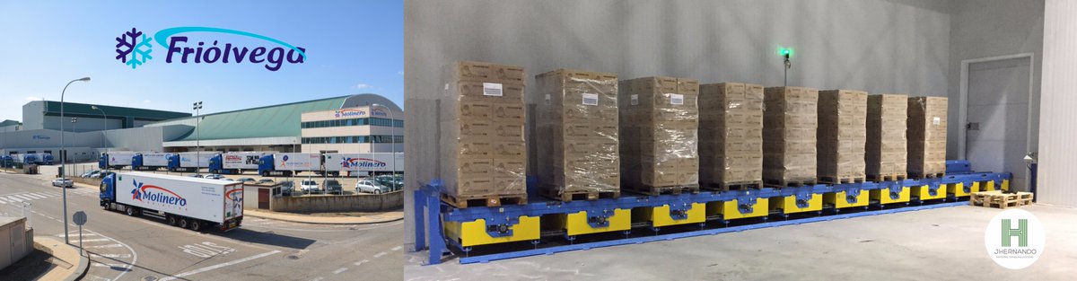 JHernandoSL's tweet photo. Hace unos días instalamos para la empresa líder de logística integral a temperatura controlada #Friolvega, un #sistemadetransporte para introducir palets en una #cámaradecongelación, con un ciclo de 70 palets por hora.
El proyecto ha sido un éxito y ya está a pleno rendimiento. https://t.co/5jlqE48xyj