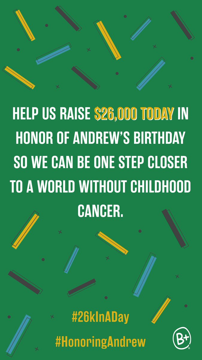 Please consider donating to help us achieve our goal of raising $26,000 in 24 hours using the link in our bio so that we can be one step closer to a world without childhood cancer. #HonoringAndrew #26kInADay #BePositive #ChildhoodCancer