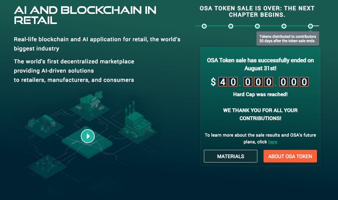 ktb_translation's tweet photo. Hard Cap Reached for the @osadc Token Sale! 
https://t.co/hu4MZKQV3R https://t.co/8nkCvNayjR