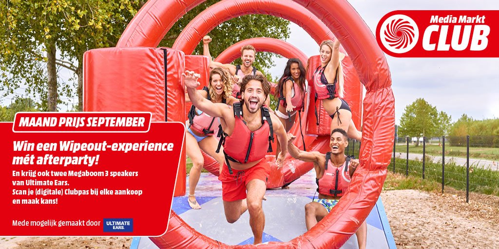 #MediaMarktClub – Win een Wipeout-experience mét afterparty! Hoe? Laat als MediaMarkt Clublid iedere aankoop in september scannen, of login met jouw account als Clublid op mediamarkt.nl. 
Meer info of direct Clublid worden ➡️ mediamarkt.nl/club