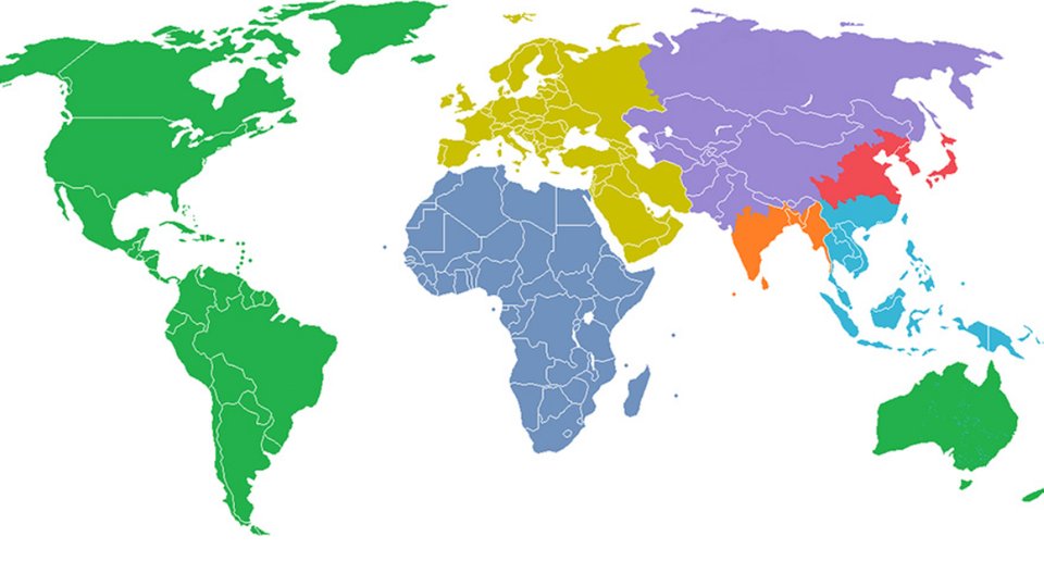 #Map splits the world in seven areas with the same population (one billion people). Always happy when this interesting map pops up online again. It’s one of my favorites. Source: buff.ly/2GaU94C