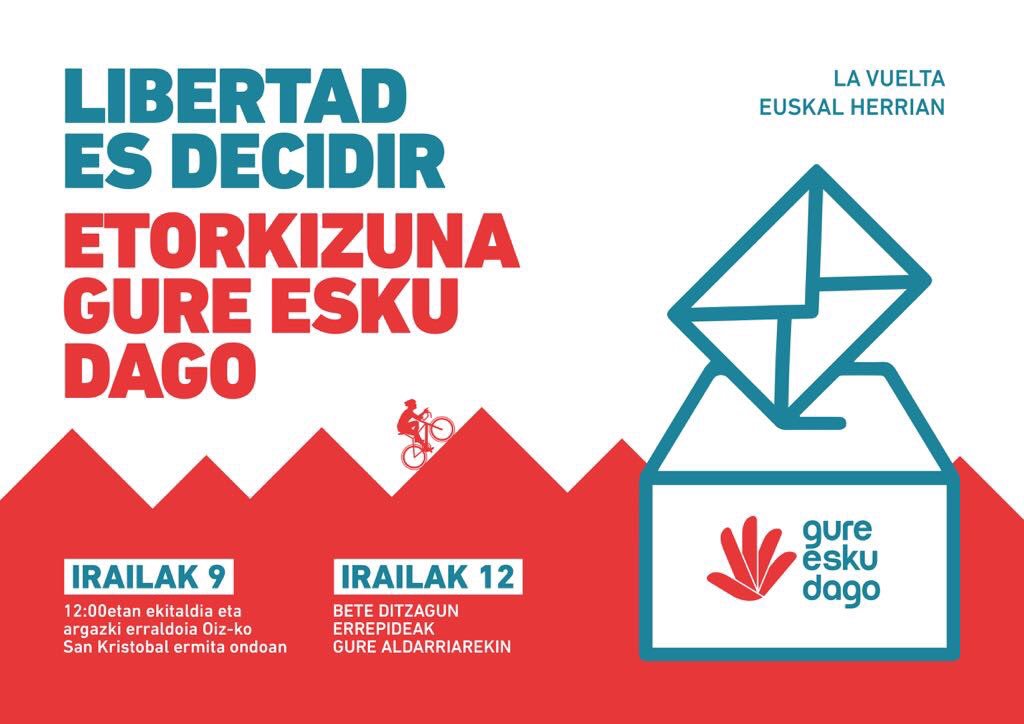 Indautxutik's tweet photo. Euskal Herriko errepide bazterrak pil pilean! @Tourraehn | #lavuelta18 #ETORKIZUNA @GureEskuDago #LIBERTAD es #decidir 🚵‍♀🚴‍♀🚴‍♂🚵‍♂ #youareintheBASQUEcountry https://t.co/ymObOfxogT