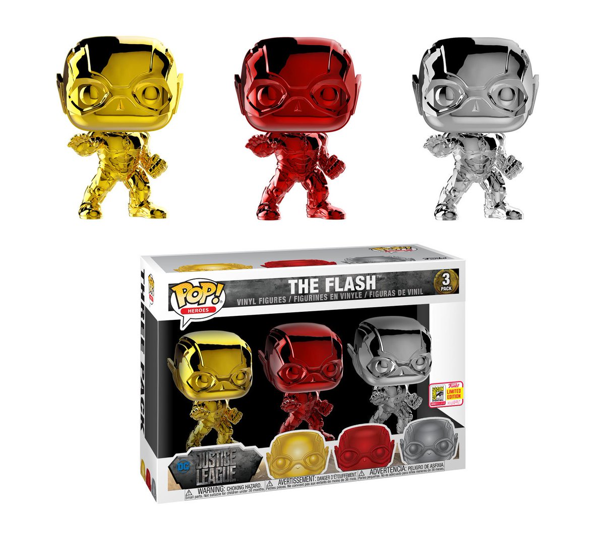 OriginalFunko's tweet image. RT &amp;amp; follow @OriginalFunko for a chance to WIN a SDCC Exclusive The Flash Chrome 3-Pack.