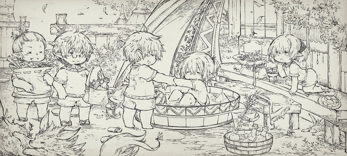 ちょっと前に手をつけて放置してたやつ、線画できたけど夏終わっちゃったよ! 